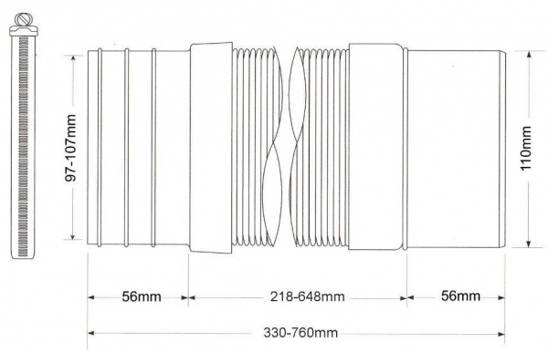 Гофра для унитаза с металлическим хомутом (L330-760мм) McAlpine MRWC-F33PJ Гофра для унитаза с металлическим хомутом (L330-760мм) McAlpine MRWC-F33PJ