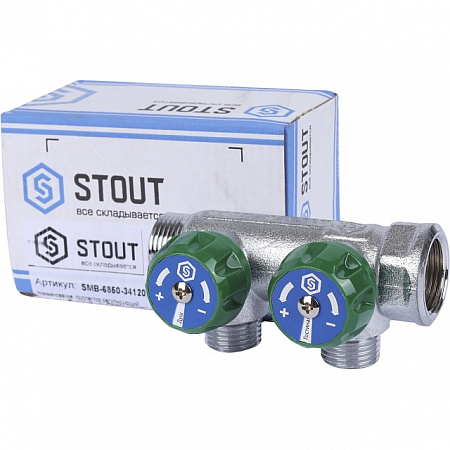 Коллектор регулирующий STOUT 3/4, 2 отвода 1/2 SMB-6850-341202