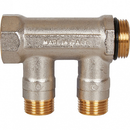 Коллектор с шаровыми кранами STOUT 3/4 , 2 отвода 1/2 (синие ручки) SMB 6211 341202
