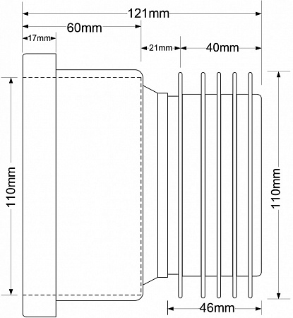 Муфта с прокладкой (длина 120мм, Ду=110 мм)  McAlpine MRDC1-GR