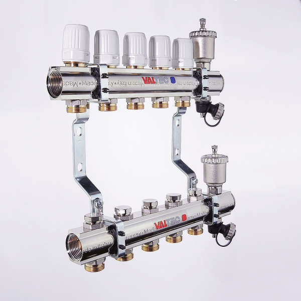 Коллекторная группа латунь в сборе  Valtec, 1" х евроконус 3/4" Коллекторная группа латунь в сборе  Valtec, 1" х евроконус 3/4"