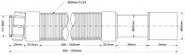 Труба гофрированная раздвижная (L600-1500мм) 1 1/4"г - 40/50 McAlpine MRMF115S Труба гофрированная раздвижная (L600-1500мм) 1 1/4"г - 40/50 McAlpine MRMF115S