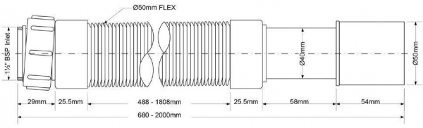 Труба гофрированная раздвижная (L750-2000мм) 1 1/2"г - 40/50 McAlpine MRMF2-20 Труба гофрированная раздвижная (L750-2000мм) 1 1/2"г - 40/50 McAlpine MRMF2-20