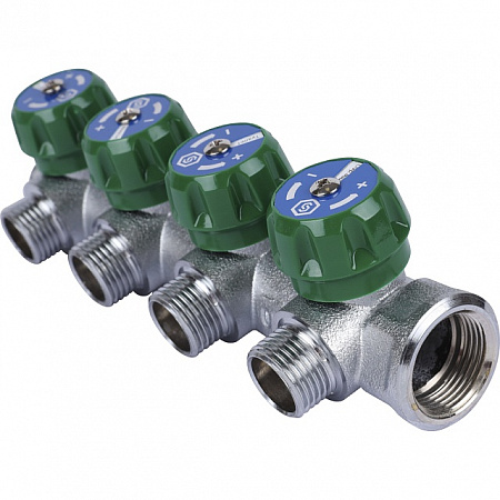 Коллектор регулирующий STOUT 3/4, 4 отвода 1/2 плоское уплотнение SMB-6849-341204