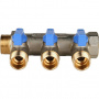 Коллектор с шаровыми кранами STOUT 3/4 , 3 отвода 1/2 (синие ручки) SMB 6201 341203