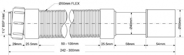 Труба гофрированная раздвижная  (L243-330мм) 1 1/2"г - 40/50 McAlpine MRMF2-03 Труба гофрированная раздвижная  (L243-330мм) 1 1/2"г - 40/50 McAlpine MRMF2-03