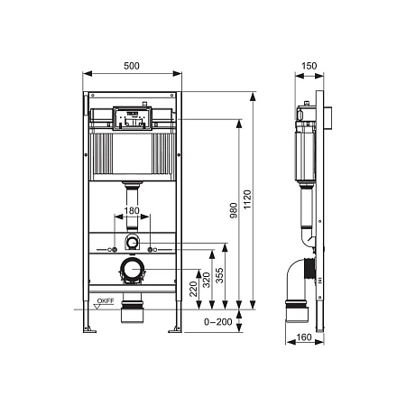 Инсталляция для унитаза с кнопкой TECE Base 9400413