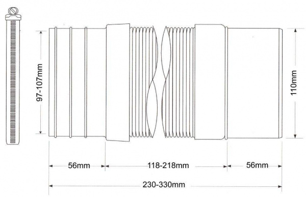 Гофра для унитаза с металлическим хомутом (L230-330мм) McAlpine MRWC-F23PJ Гофра для унитаза с металлическим хомутом (L230-330мм) McAlpine MRWC-F23PJ