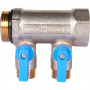 Коллектор с шаровыми кранами STOUT 1 , 2 отвода 1/2 (синие ручки) SMB 6211 011202