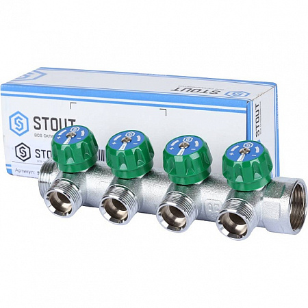 Коллектор регулирующий STOUT 1 , 4 отвода 3/4 ЕК SMB-6850-013404