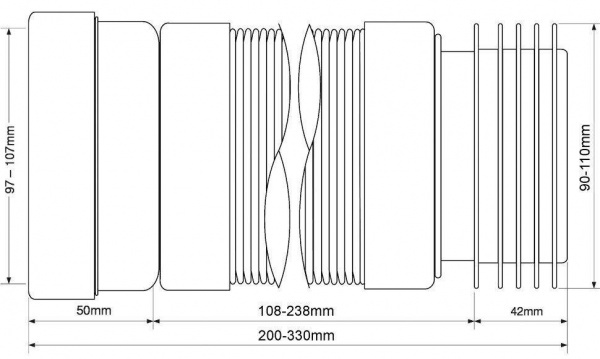 Гофра для унитаза с лепестковым окончанием (L200-330мм) McAlpine MRWC-F20R Гофра для унитаза с лепестковым окончанием (L200-330мм) McAlpine MRWC-F20R