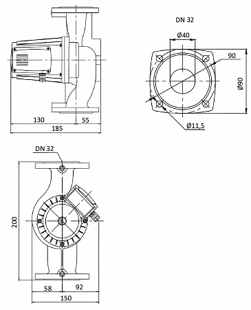 Циркуляционный насос, фланцевый, Shinhoo BASIC PRO 32-12SF-71241004