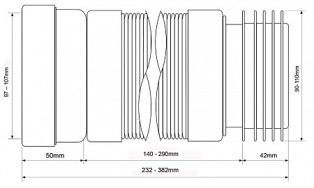 Гофра для унитаза с лепестковым окончанием (L230-440мм) McAlpine MRWC-F23R