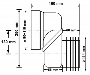 Эксцентрик фановый смещением 130мм McAlpine WCLO-13