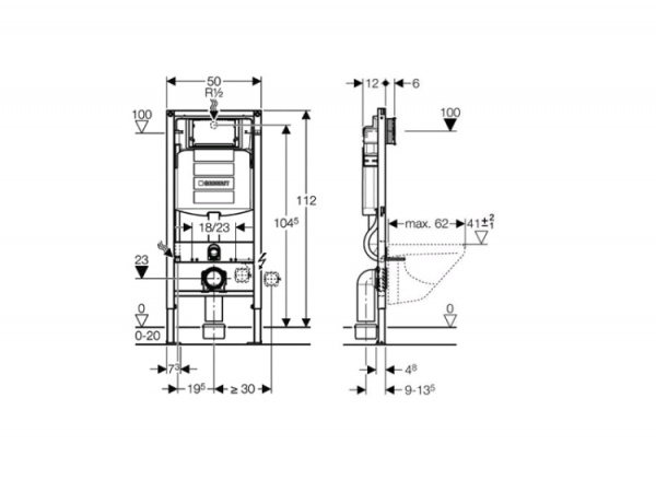 Инсталляция для унитаза без клавиши Geberit Duofix 111.362.00.5 Инсталляция для унитаза без клавиши Geberit Duofix 111.362.00.5