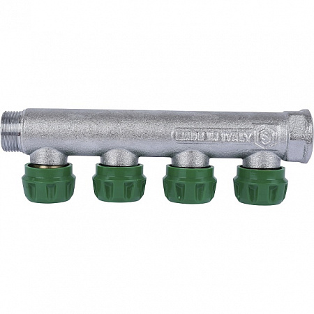 Коллектор регулирующий STOUT 3/4, 4 отвода 1/2 плоское уплотнение SMB-6849-341204