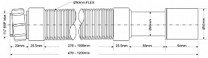 Труба гофрированная раздвижная (L480-1200мм) 1 1/4"г - 40/50 McAlpine MRMF112S