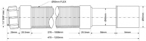 Труба гофрированная раздвижная (L480-1200мм) 1 1/4"г - 40/50 McAlpine MRMF112S Труба гофрированная раздвижная (L480-1200мм) 1 1/4"г - 40/50 McAlpine MRMF112S