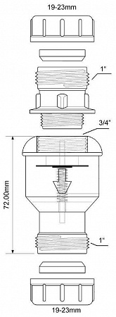 Обратный клапан McALPINE TUN5-CL с функцией сухого гидрозатвора Ø19-23мм