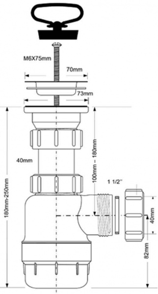 Сифон бутылочный с выпуском McAlpine (1 1/2'x40мм) MRSK2 Сифон бутылочный с выпуском McAlpine (1 1/2'x40мм) MRSK2