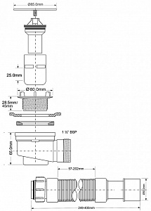 Сифон для душевых поддонов McAlpine MRS6C-SLF-65