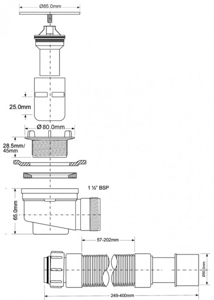 Сифон для душевых поддонов McAlpine MRS6C-SLF-65 Сифон для душевых поддонов McAlpine MRS6C-SLF-65