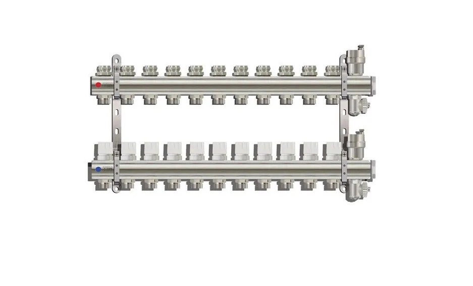 Коллектор для отопления с автоматическим воздухоотводчиком и сливным краном 12 контуров TIM KB012