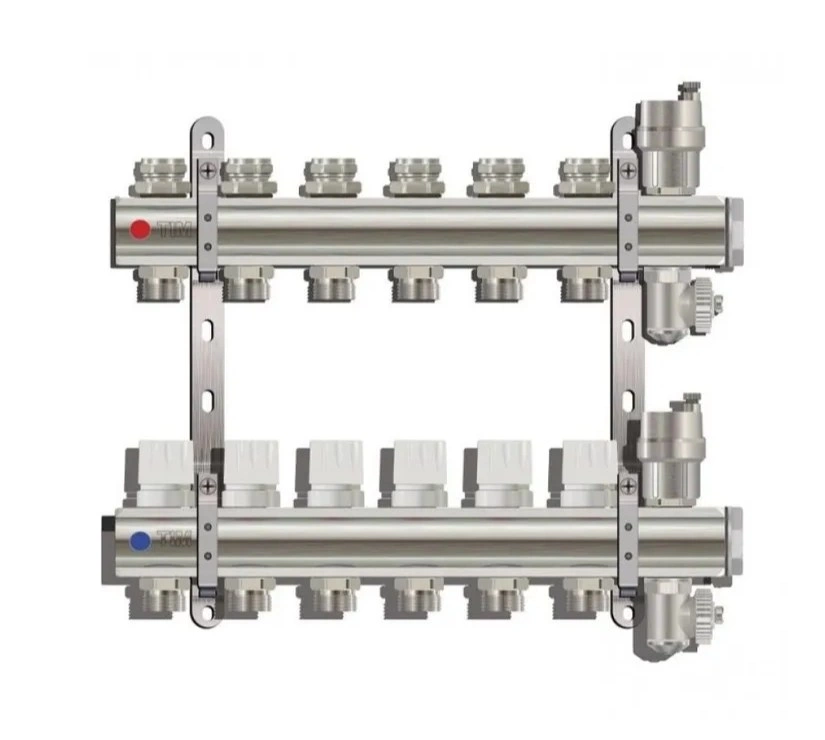 Коллектор для отопления с автоматическим воздухоотводчиком и сливным краном 6 контуров TIM KB006 Коллектор для отопления с автоматическим воздухоотводчиком и сливным краном 6 контуров TIM KB006