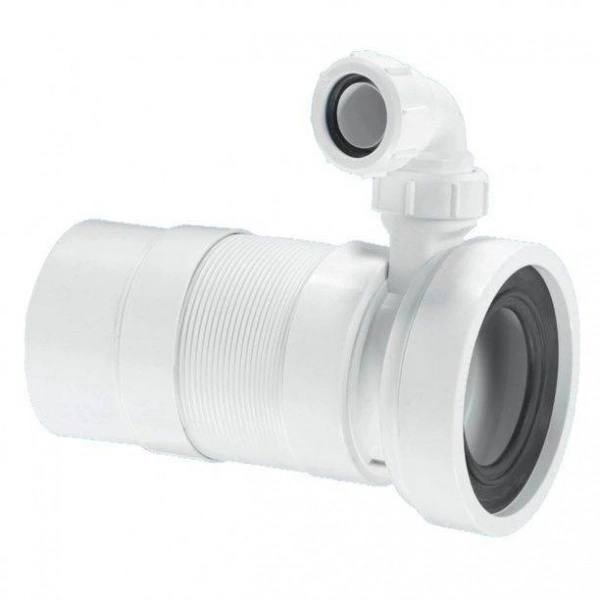 Гофра для унитаза с гладким окончанием с адаптером 40 мм (L330-800мм) McAlpine MRWC-F33PD