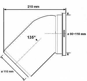 Фановая труба McAlpine (L210мм) под углом 45 ° WCE-CON16