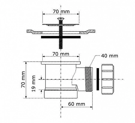 Сифон бутылочный McAlpine MRBT70-40