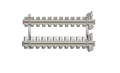 Коллектор для отопления с автоматическим воздухоотводчиком и сливным краном 11 контуров TIM KB011