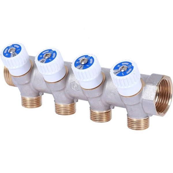 Коллектор распределительный STOUT 1, 4 отвода 1/2 плоское уплотнение SMB 6852 011204