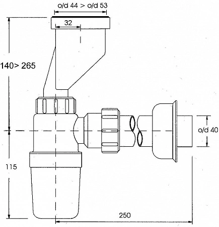 Сифон для писсуара со смещением Ф32-40 McAlpine HC2PO-40