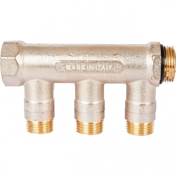 Коллектор с шаровыми кранами STOUT 3/4 , 3 отвода 1/2 (красные ручки) SMB 6210 341203