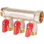 Коллектор с шаровыми кранами STOUT 3/4 , 3 отвода 1/2 (красные ручки) SMB 6210 341203