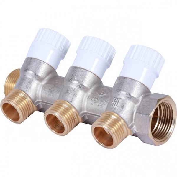 Коллектор распределительный STOUT 3/4, 3 отвода 1/2 плоское уплотнение SMB 6852 341203