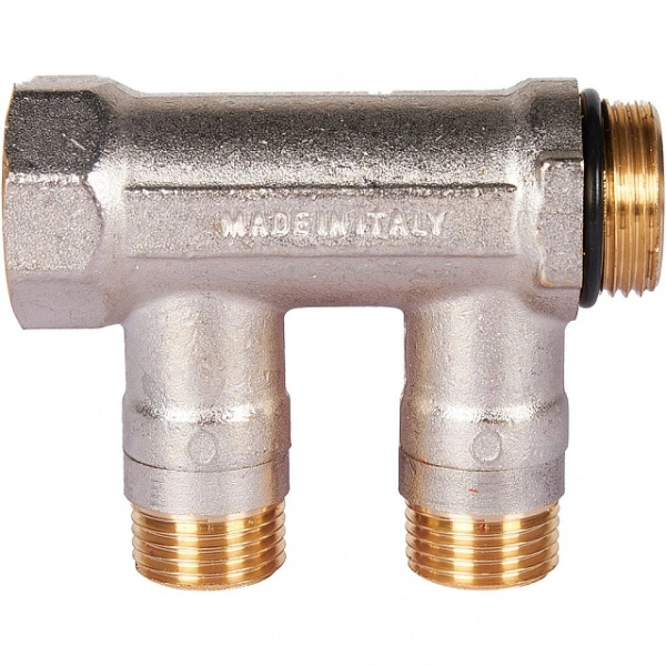 Коллектор с шаровыми кранами STOUT 3/4 , 2 отвода 1/2 (красные ручки) SMB 6210 341202