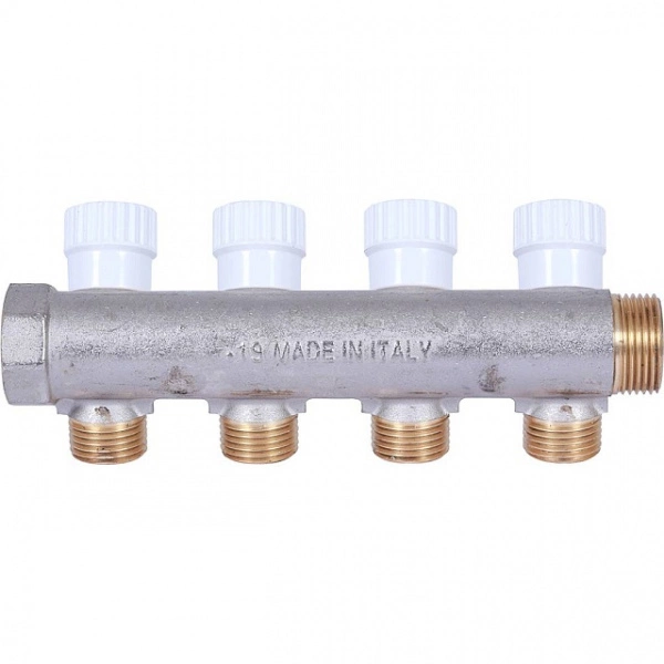 Коллектор распределительный STOUT 3/4, 4 отвода 1/2 плоское уплотнение SMB 6852 341204