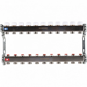 Коллектор из нержавеющей стали без расходомеров ROMMER 11 контуров RMS-3200-000011