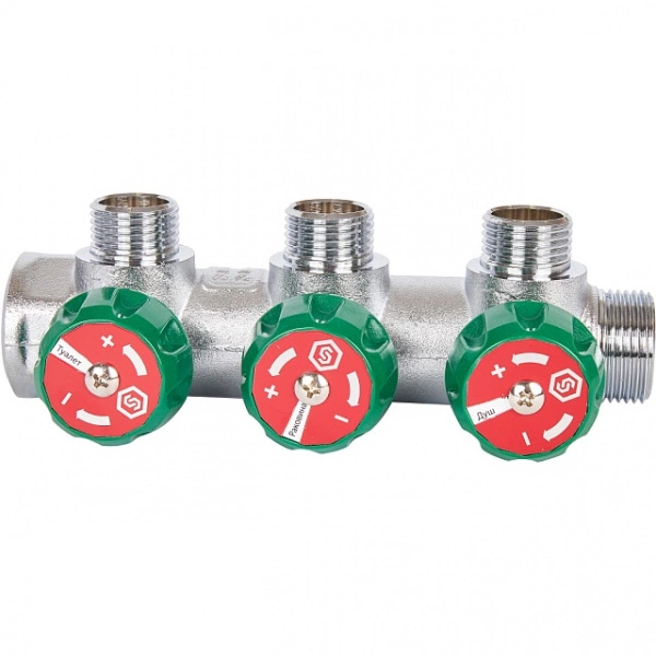 Коллектор регулирующий STOUT 3/4 , 3 отвода 1/2 SMB-6850-341203