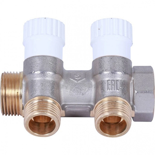 Коллектор распределительный STOUT 3/4, 2 отвода 1/2 плоское уплотнение SMB 6852 341202