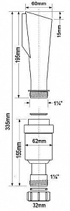 Сифон бутылочный McAlpine (1 1/4"х32мм) для разрыва потока с воронкой FWM-32