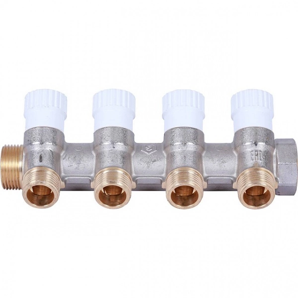 Коллектор распределительный STOUT 3/4, 4 отвода 1/2 плоское уплотнение SMB 6852 341204