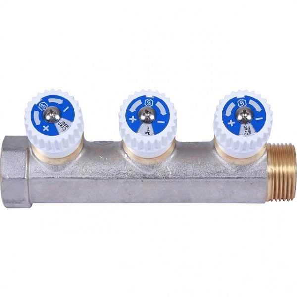 Коллектор распределительный STOUT 3/4, 3 отвода 1/2 плоское уплотнение SMB 6852 341203