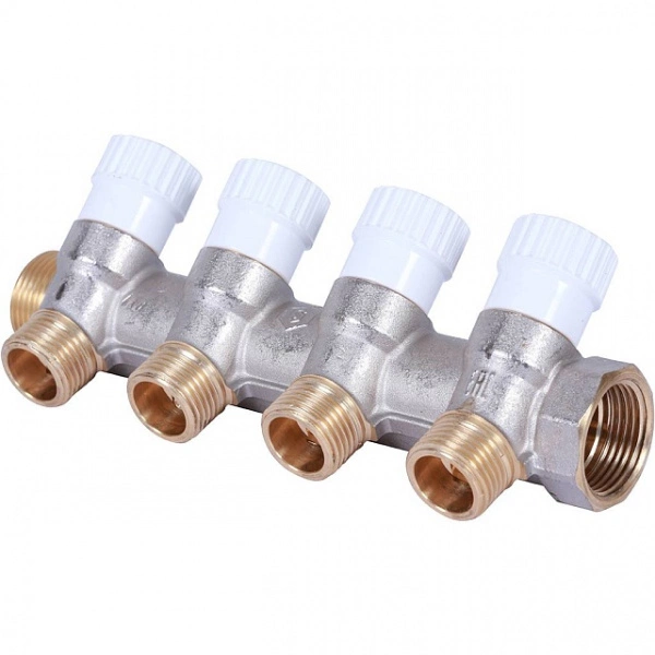 Коллектор распределительный STOUT 3/4, 4 отвода 1/2 плоское уплотнение SMB 6852 341204