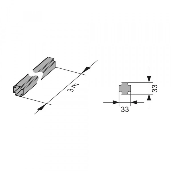 Алюминиевый монтажный профиль в штангах WB 90003