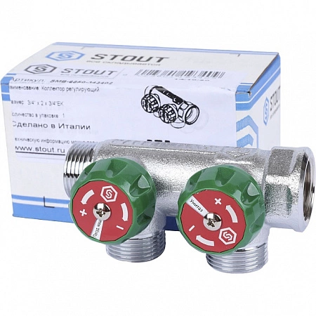 Коллектор регулирующий STOUT 3/4, 2 отвода 3/4 ЕК SMB-6850-343402