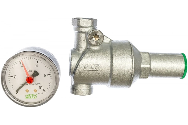 Редуктор давления с манометром FAR FA2855 12 муфтовый 1/2" ВР/ВР