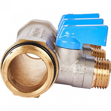 Коллектор с шаровыми кранами STOUT 1 , 3 отвода 1/2 (синие ручки) SMB 6211 011203